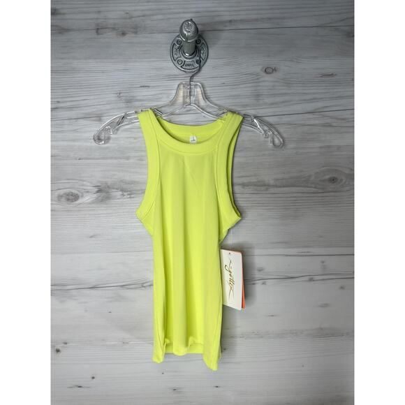 Gottex Tank Womens XS Neon Yellow Rib Moto Stretch Sleeveless Top Polyester - Picture 1 of 9